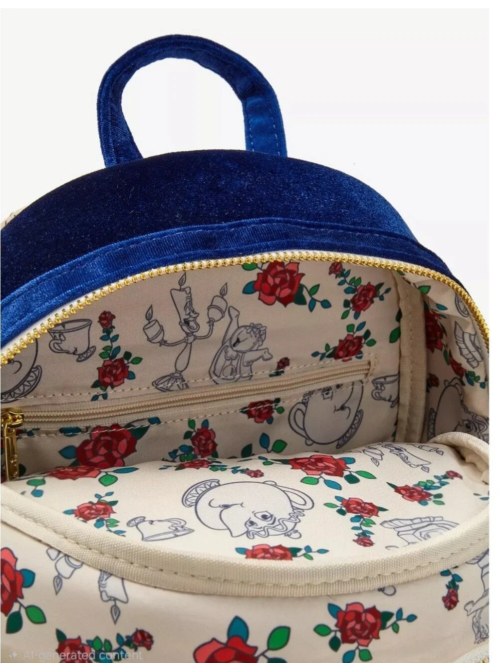 Loungefly Disney Beauty and the Beast Belle & Beast Velvet Mini Backpack NWT